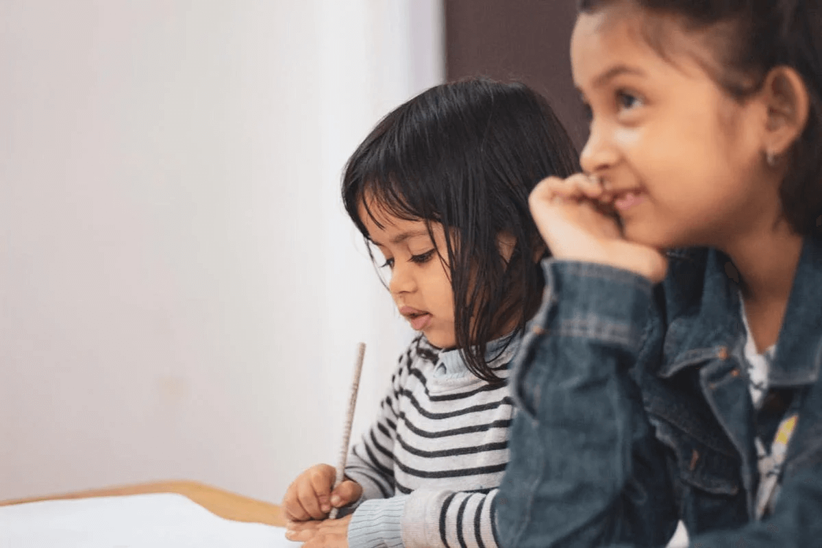 Kids attending language class activities